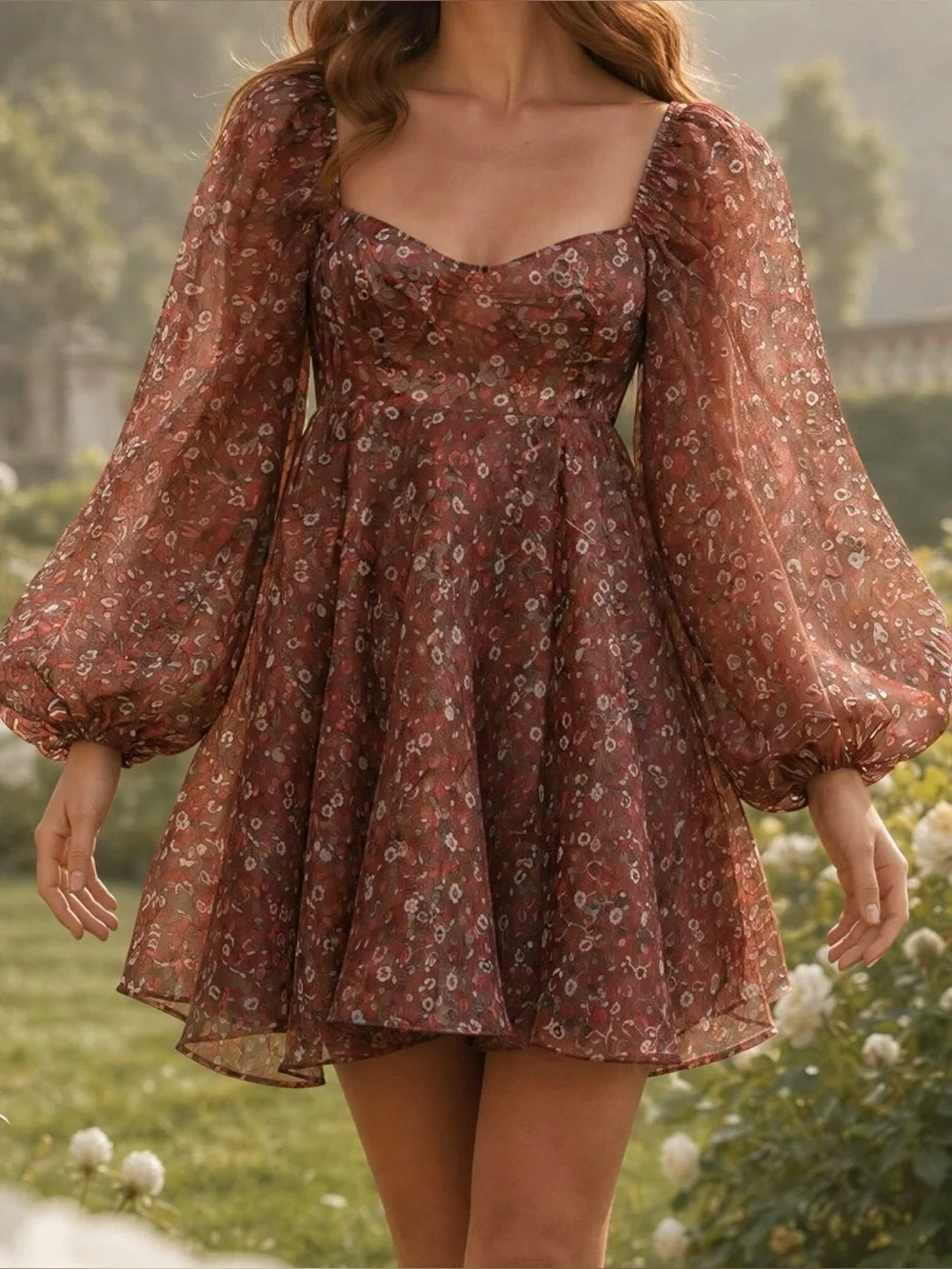NEW SELKIE Princess Organza Mini Dress, Crimson Darling, XS